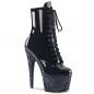 Preview: Sale ADORE-1020LG Pleaser High-Heels Plateau Schnürstiefeletten schwarz Lack Multiglitter 42