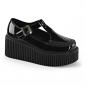 Preview: Sale CREEPER-214 DemoniaCult platform t-strap shoe black patent side cutout design 38