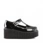 Preview: Sale CREEPER-214 DemoniaCult platform t-strap shoe black patent side cutout design 38