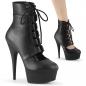 Preview: Sale DELIGHT-600-21 Pleaser High-Heels Plateaubooties Schlaufenschnürung schwarz matt 43