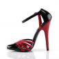 Preview: Sale DOMINA-412 Devious Stiletto High Heels Pumps schwarz rot Lack seitlich offen 43