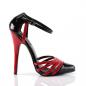 Preview: Sale DOMINA-412 Devious Stiletto High Heels Pumps schwarz rot Lack seitlich offen 43