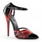 Preview: Sale DOMINA-412 Devious Stiletto High Heels Pumps schwarz rot Lack seitlich offen 43