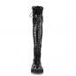 Preview: Sale EMILY-375 DemoniaCult platform tigh high lace-up boots black stretch patent 37