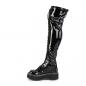 Preview: Sale EMILY-375 DemoniaCult platform tigh high lace-up boots black stretch patent 37