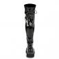 Preview: Sale EMILY-375 DemoniaCult platform tigh high lace-up boots black stretch patent 37