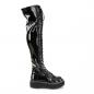 Preview: Sale EMILY-375 DemoniaCult platform tigh high lace-up boots black stretch patent 37