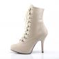 Preview: Sale EVE-106 Pleaser Pink Label High-Heels Stiefeletten D-Ring Schnürung creme matt 42