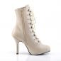 Preview: Sale EVE-106 Pleaser Pink Label High-Heels Stiefeletten D-Ring Schnürung creme matt 42