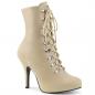 Preview: Sale EVE-106 Pleaser Pink Label High-Heels Stiefeletten D-Ring Schnürung creme matt 42