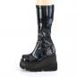 Preview: Sale SHAKER-65 DemoniaCult Damen Keil Plateau Stiefel schwarz Hologramm Stretch Lack 36