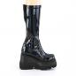 Preview: Sale SHAKER-65 DemoniaCult Damen Keil Plateau Stiefel schwarz Hologramm Stretch Lack 36