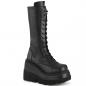 Preview: Sale SHAKER-72 DemoniaCult wedge platform lace-up front mid-calf boot black matte 37
