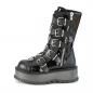 Preview: Sale SLACKER-160 DemoniaCult vegane Damen Plateau Stiefel Dreiecksringe Metall schwarz Lack Lederlook 38