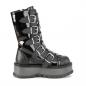 Preview: Sale SLACKER-160 DemoniaCult vegane Damen Plateau Stiefel Dreiecksringe Metall schwarz Lack Lederlook 38