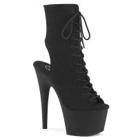 ADORE-1016 Pleaser Damen High-Heels Peep-Toe Plateaustiefeletten schwarz Mikrofaser