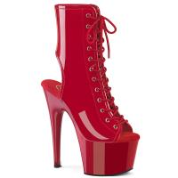 ADORE-1016 Pleaser high heels platform open toe ankle boot red patent