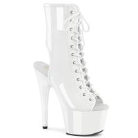 ADORE-1016 Pleaser high heels platform open toe ankle boot white patent