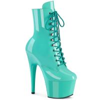 Sale ADORE-1020 Pleaser vegane Damen High-Heels Plateau Schnürstiefeletten aqua Lack 44