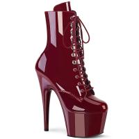 Sale ADORE-1020 Pleaser high heels platform lace-up ankle boot burgundy patent 41