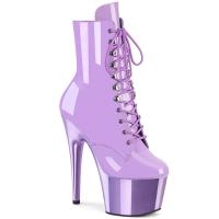 ADORE-1020 Pleaser Damen High-Heels Plateau Schnürstiefeletten lavendel Lack Chrom