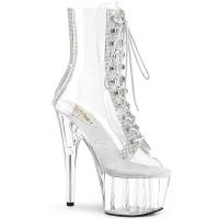 ADORE-1021C-2 Pleaser vegan platform peep toe ankle boot clear rhinestone