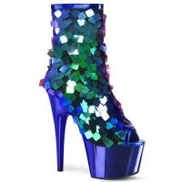 ADORE-1031SSQ Pleaser high heels platform iridescent sequins green royal blue chrome