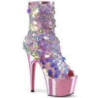 ADORE-1031SSQ Pleaser high heels platform iridescent sequins opal baby pink chrome