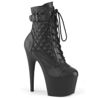 ADORE-1033 Pleaser vegan platform high heels ankle boot quilted black matte