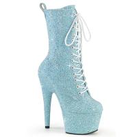 ADORE-1040GR Pleaser vehan high heels platform ankle boot baby blue multi glitter