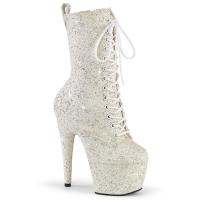 ADORE-1040GR Pleaser vehan high heels platform ankle boot ivory multi glitter