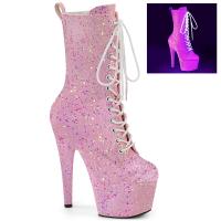 ADORE-1040-IG Pleaser Damen Plateaustiefeletten Neon babypink irisierenden Glitter