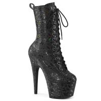 ADORE-1040LPH Pleaser high heels platform ankle boot black glossy holo leo print