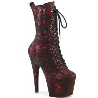 ADORE-1040SPF Pleaser hgih heels ankle boot red metallic snake print fabric