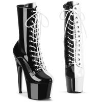 ADORE-1040TT Pleaser Damen High Heels Plateaustiefeletten zweifarbige schwarz weiß Lack