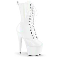 ADORE-1040WR-HG Pleaser Damen High Heels Plateaustiefeletten weiß Hologramm Lack