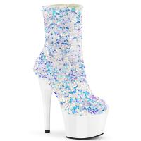 ADORE-1042SQ Pleaser High Heels platform ankle boot white multi sequins