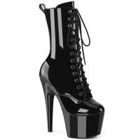 ADORE-1049WR Pleaser High Heels Schnür Plateaustiefeletten schwarz Lac