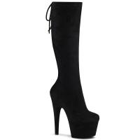 ADORE-2008 Pleaser vegane Damen High Heels Schlüpf Plateaustiefel schwarz Samt