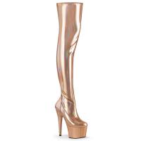 Sale ADORE-3000HWR Pleaser High-Heels Plateauoverkneestiefel roségold Stretch-Hologramm 39