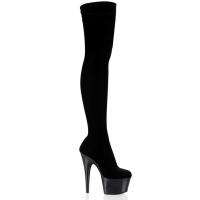 Sale ADORE-3002 Pleaser high heels platform thigh boots black stretch velvet 41