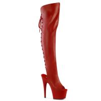 ADORE-3019 Pleaser high heels platform open toe/heel thigh high boots red matte