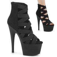 ADORE-700-24 Pleaser vegan high heels cage style bootie sandal elastic band black microfiber