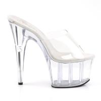 Sale ADORE-701 Pleaser High-Heels Plateaupantoletten transparent durchsichtig 36