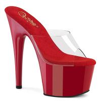 ADORE-701 Pleaser sexy vegane Damen High-Heel Plateaupantoletten klar rot günstig