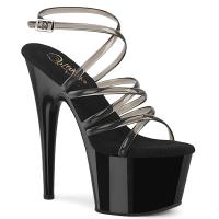 ADORE-706 Pleaser High Heels Plateausandaletten dreifach Kreuzriemchen rauch getönt