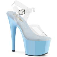 ADORE-708 Pleaser high heels platform ankle straps sandal clear baby blue