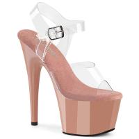 ADORE-708 Pleaser sexy Damen High-Heels Damen Riemchen Plateausandaletten klar blush