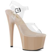 ADORE-708 Pleaser high heels platform ankle straps sandal clear nude