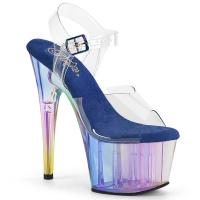 ADORE-708HT Pleaser vegane Damen High Heels Plateausandaletten blau Multi getönt